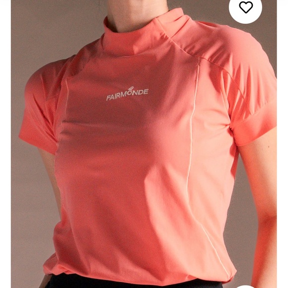 {Fairmonde} Active Fit Mock Neck Tee - Flamingo - Picture 2 of 7